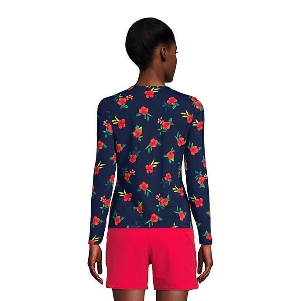 Land’s End long sleeve rash guard navy scenic tropical placement SPF 50 Various - Picture 4 of 4